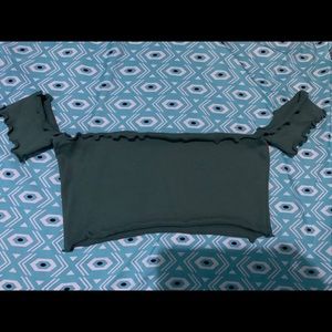 Green off the shoulder tube top